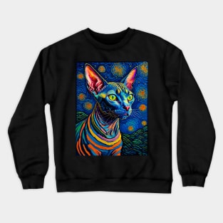 The Shpynx Cat in starry night Crewneck Sweatshirt